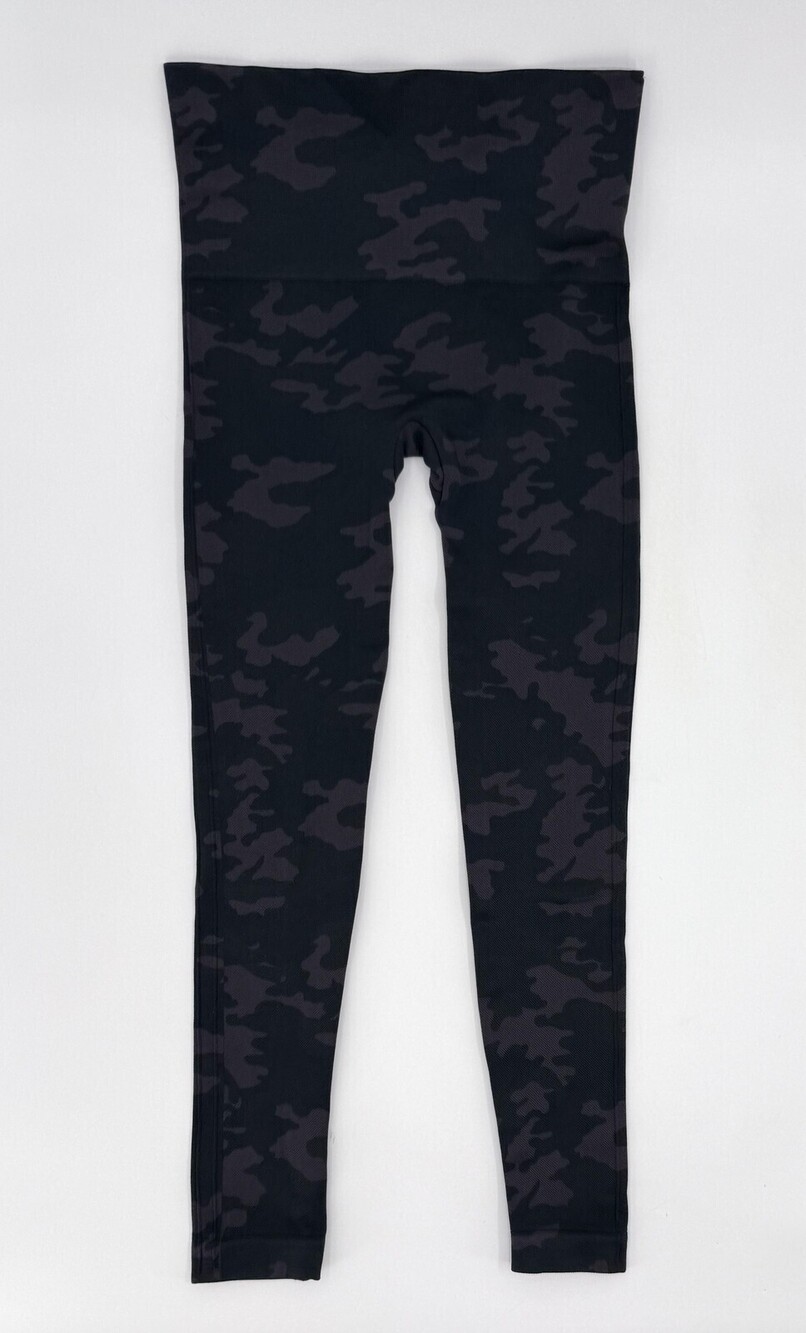 Spanx Leggings Womens XS Black Camo Seamless High Rise Shaping Workout Pants